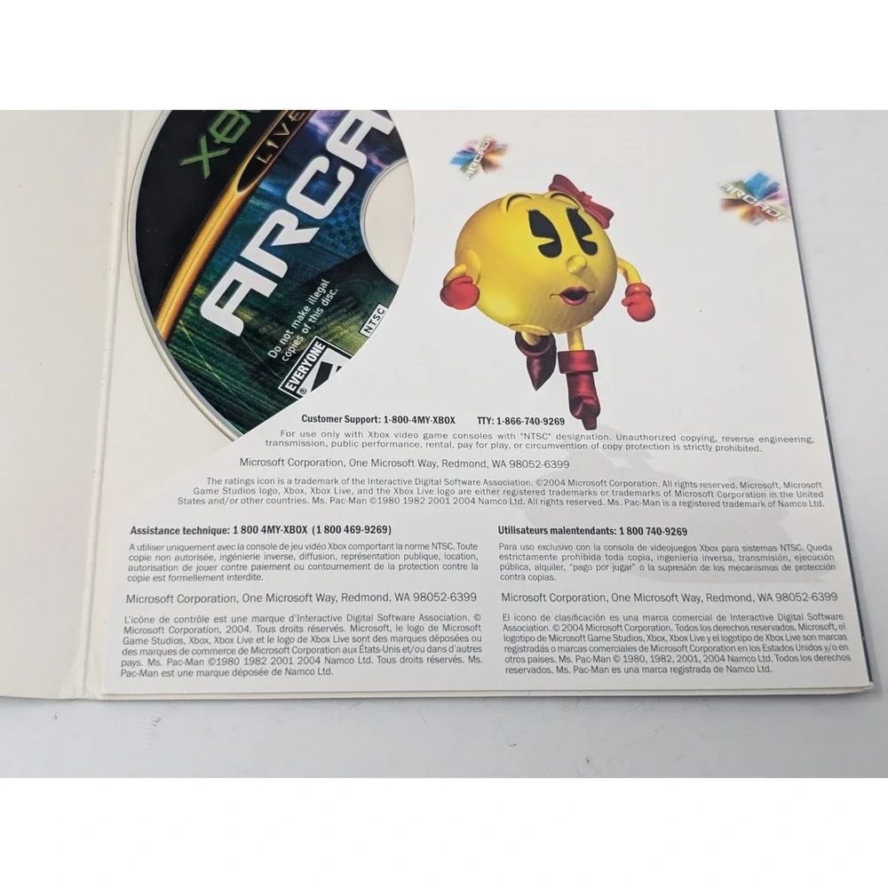 Xbox Live Arcade Ms. Pac-Man Microsoft Xbox Includes Complete Sleeve &‎ Disc